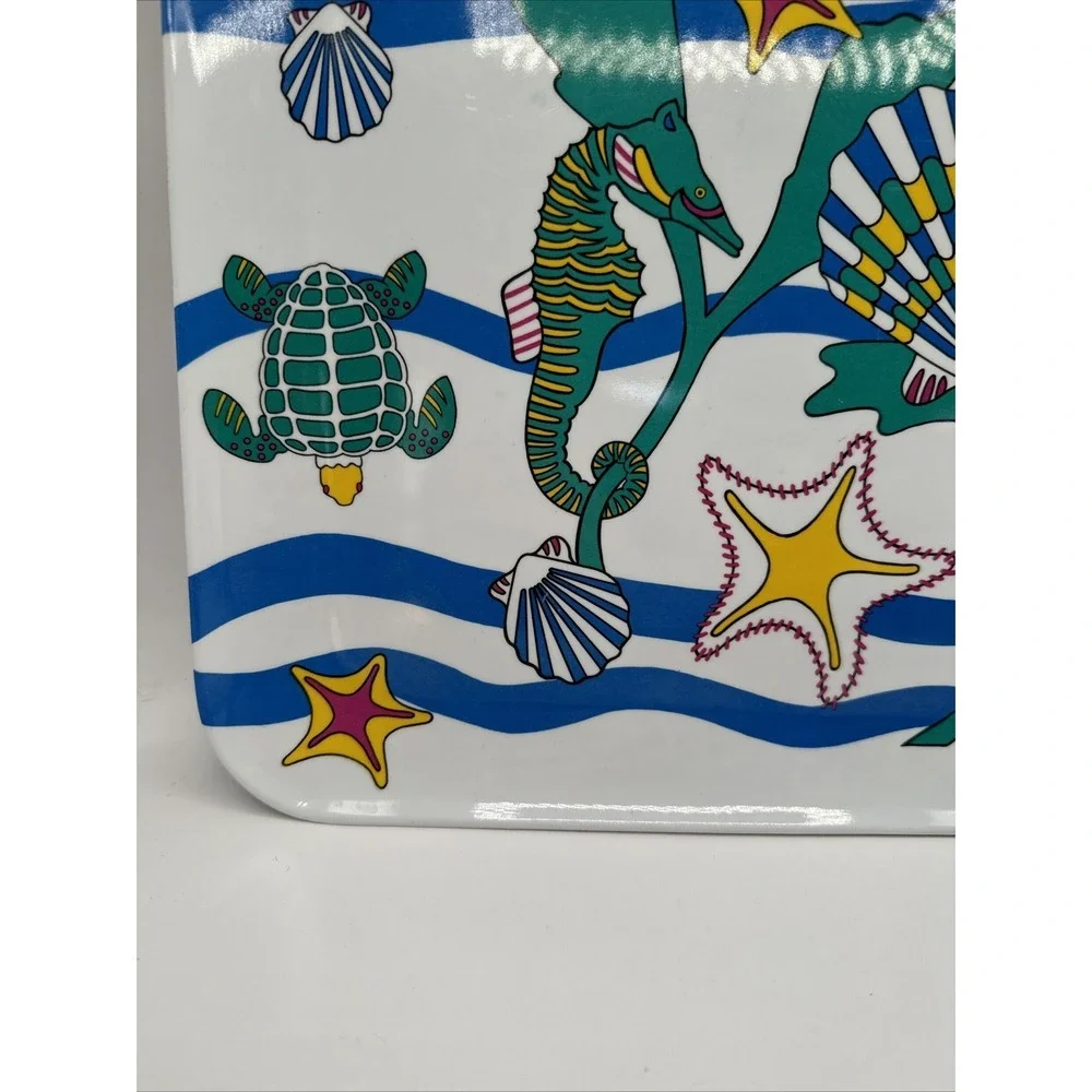 Melamine 16 x 11 Plate Serving Platter Turtle Seahorse Starfish Ocean Tiki Pool